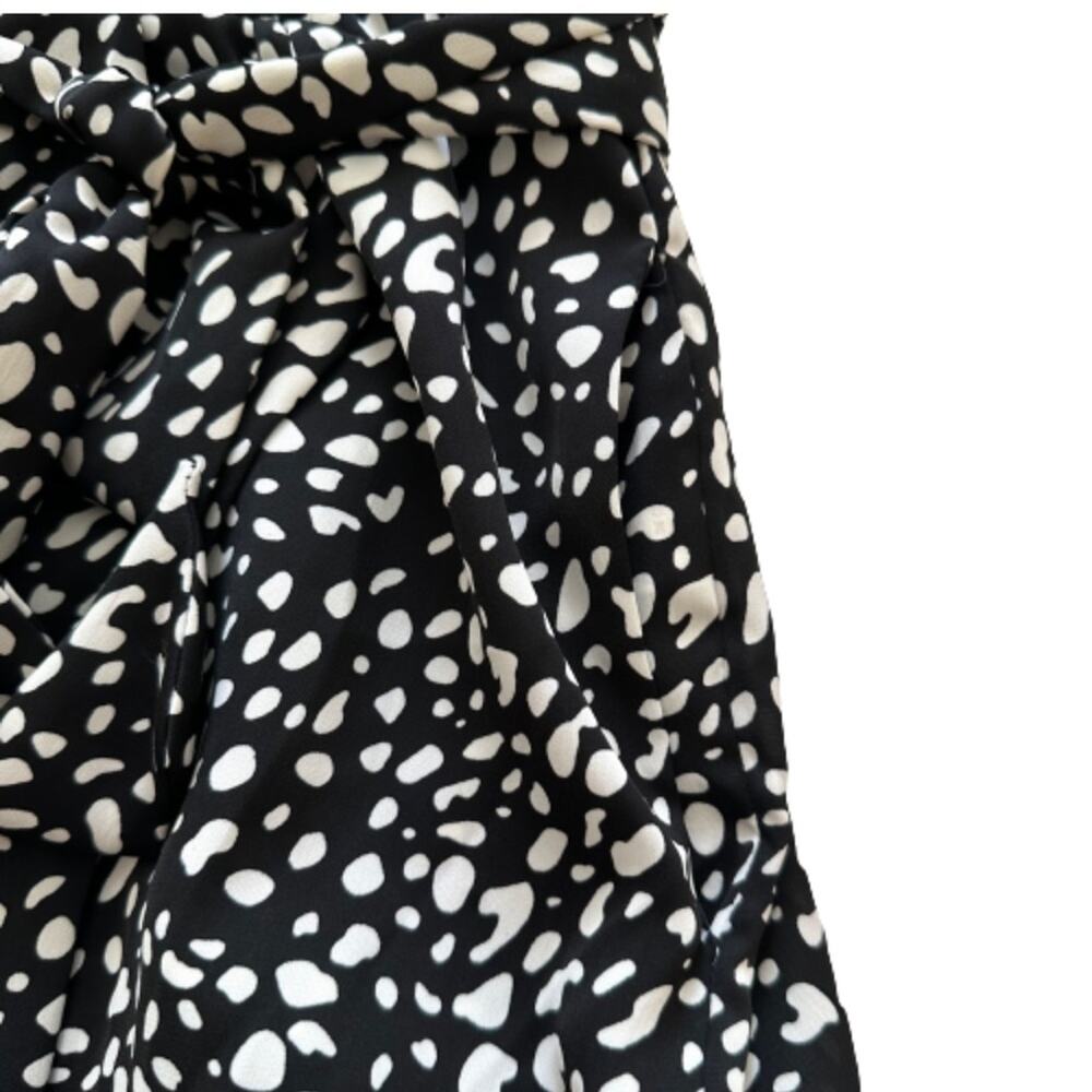 Pretty Garden Romper Black White Print V-Neck 1/2 Sleeve Belted Pocket Large NEW - Picture 9 of 13